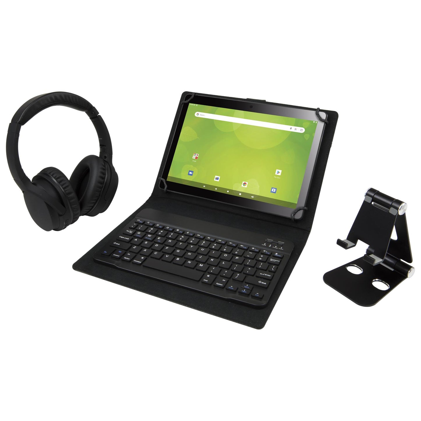 Bundle w/ Tablet, Keyboard Case, Headphones & Device Stand
