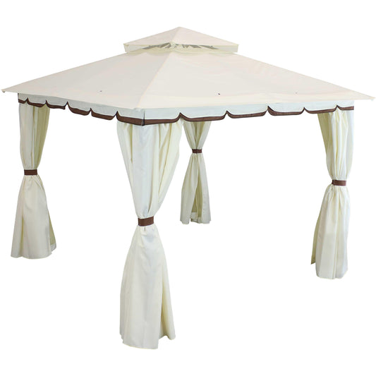 Soft Top Patio Gazebo - 10' x 10' with Mesh Screen & Privacy Wall