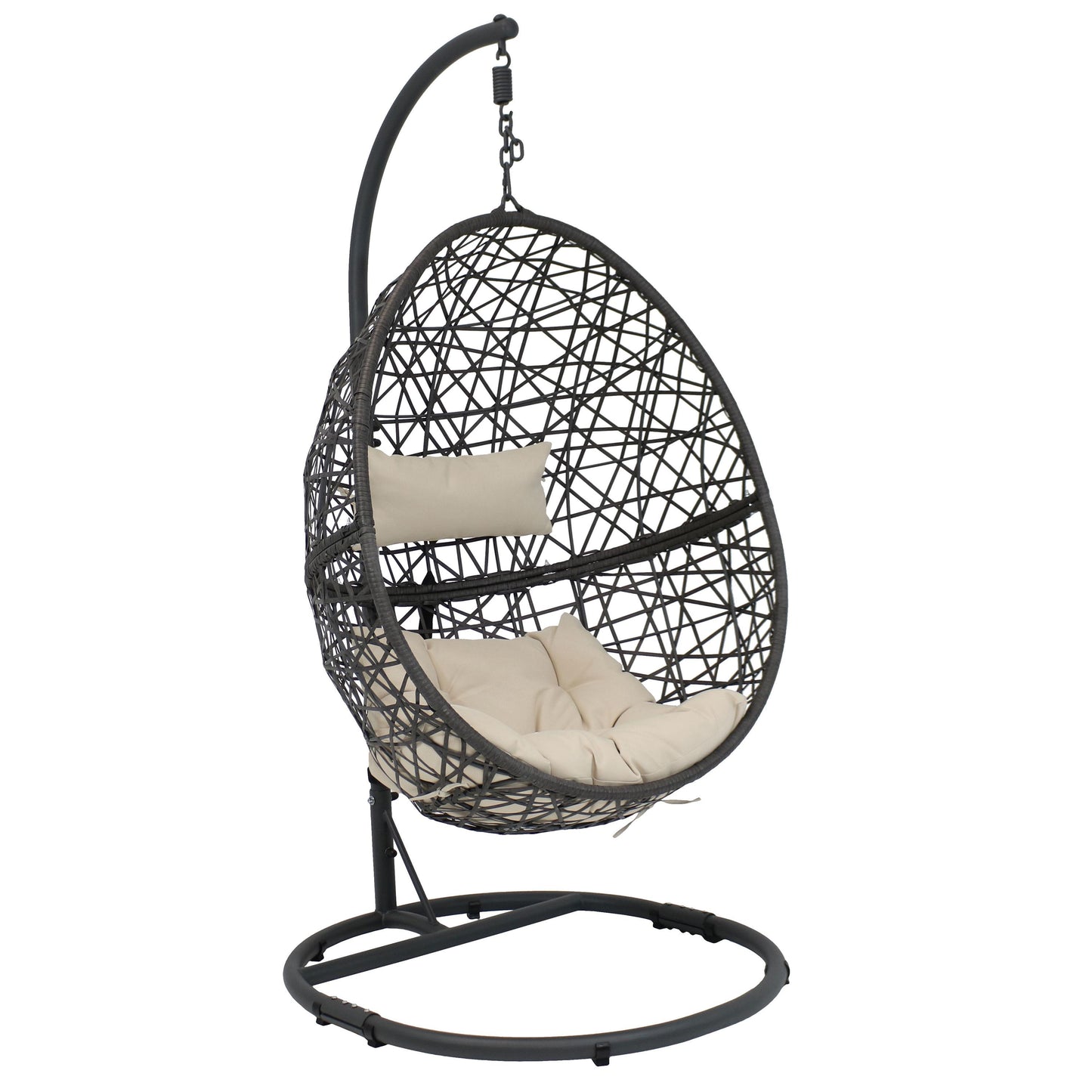 Caroline Hanging Egg Chair with Stand - Resin Wicker