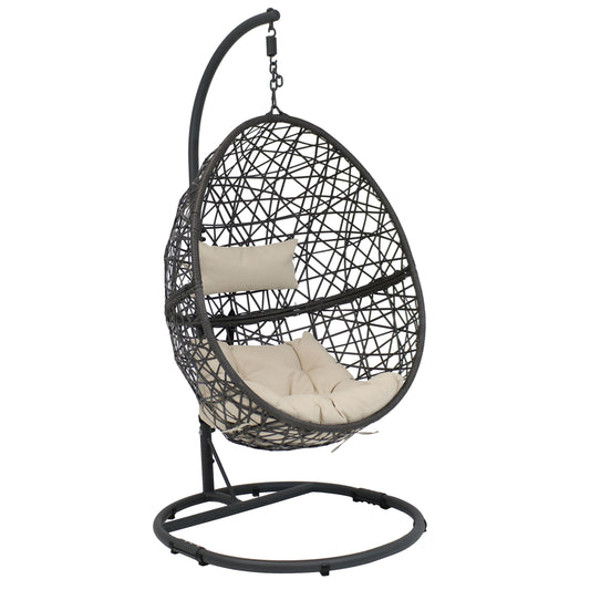 Caroline Hanging Egg Chair with Stand - Resin Wicker