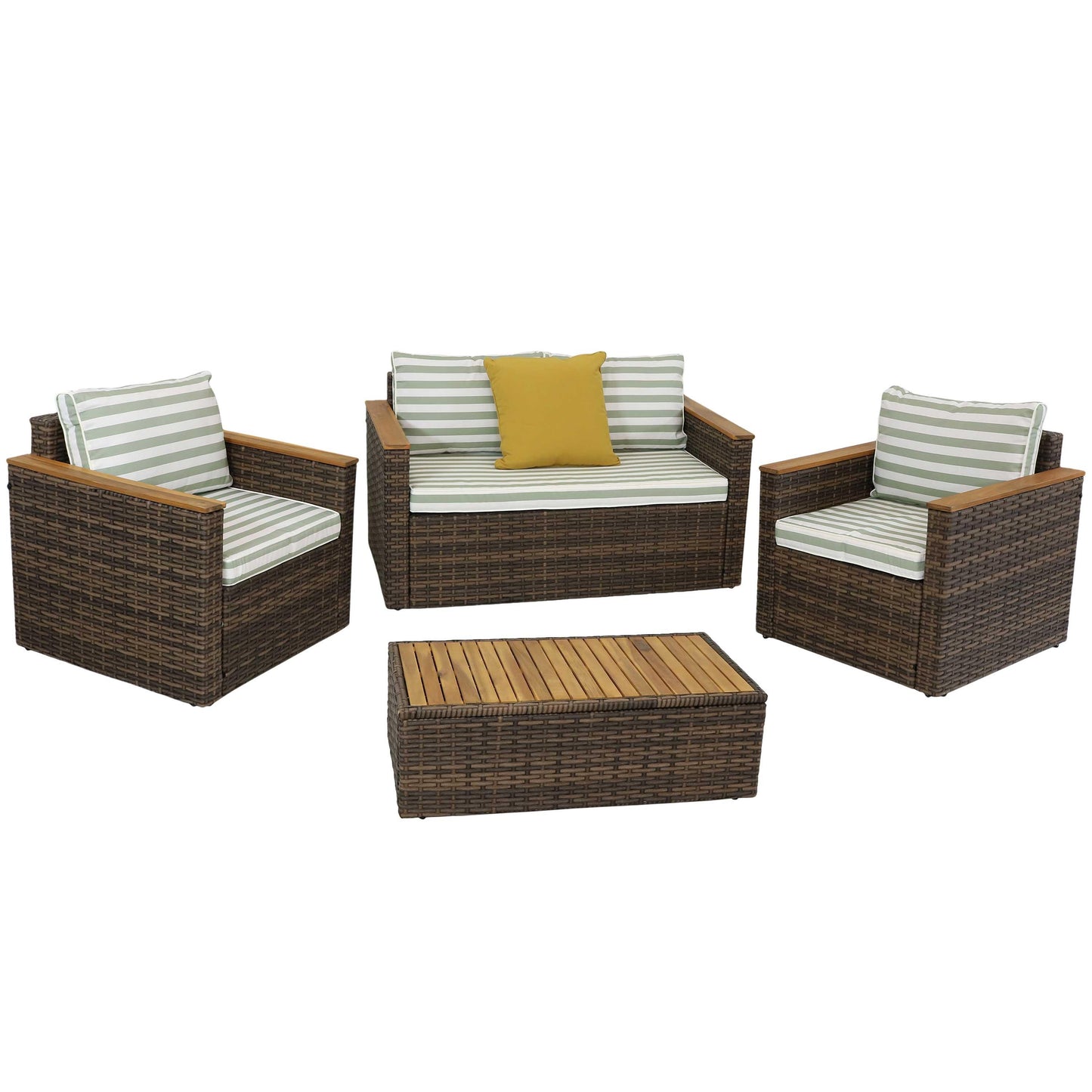 Kenmare 4-Piece Rattan and Acacia Patio Furniture Set