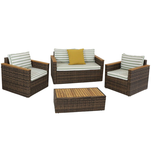 Kenmare 4-Piece Rattan and Acacia Patio Furniture Set