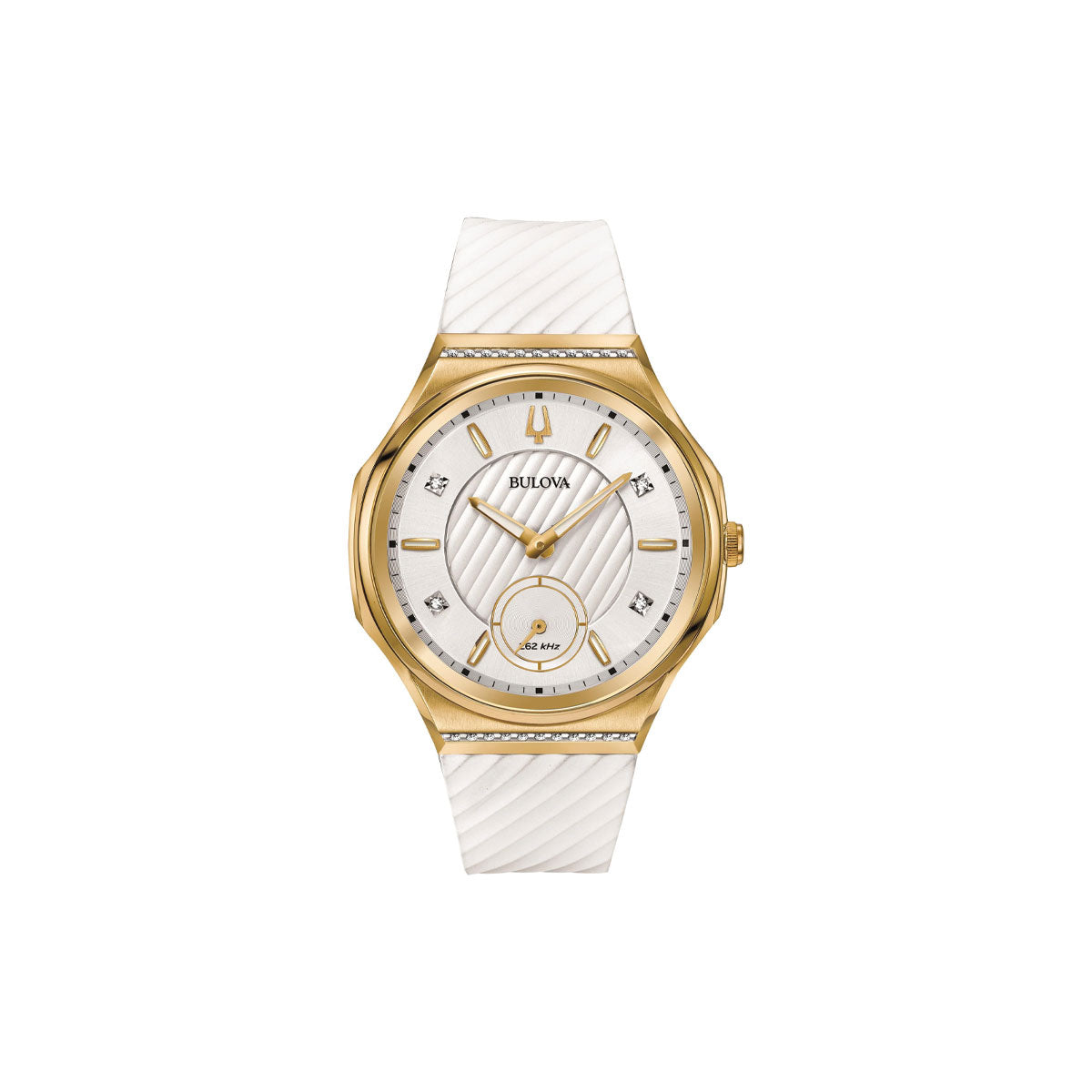Ladies CURV White & Gold Diamond Watch White/Silver Dial