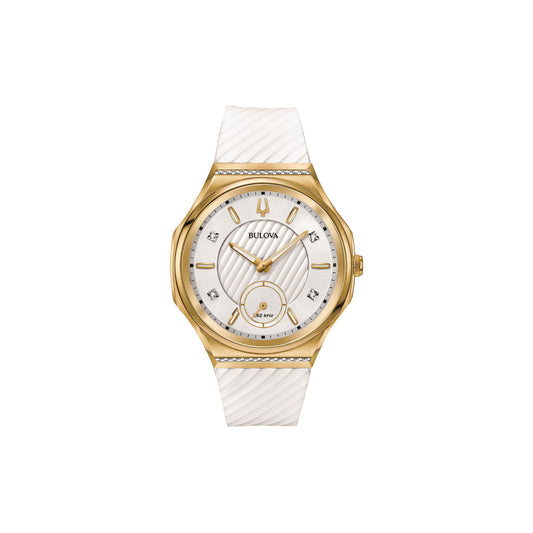 Ladies CURV White & Gold Diamond Watch White/Silver Dial