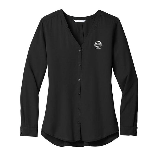 B&D Ladies Long Sleeve Button-Front Blouse