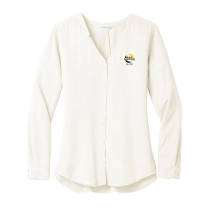 B&D Ladies Long Sleeve Button-Front Blouse