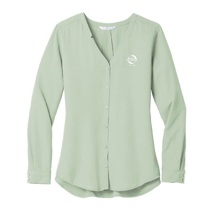 B&D Ladies Long Sleeve Button-Front Blouse