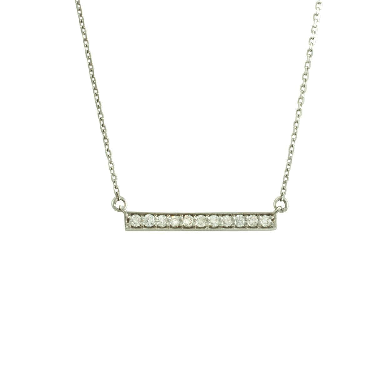 "Straight Row" bar necklace in 14k white gold -.25 cts. total