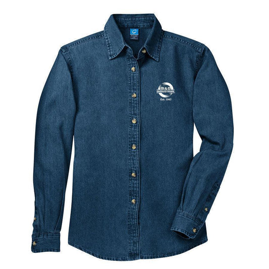 READY TO SHIP -  Ladies Long Sleeve Value Denim Shirt